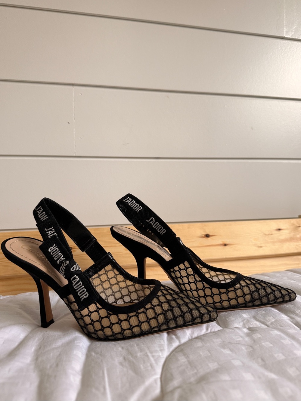 Dior Black Mesh J'Adior Slingback Pumps